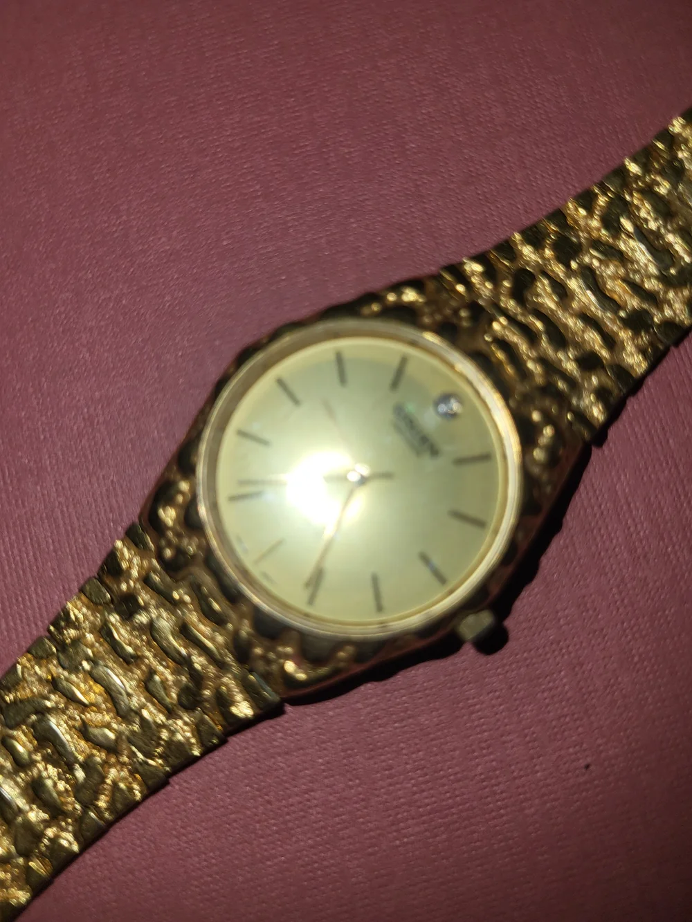 Gruen Gold-Tone Textured Bracelet Watch